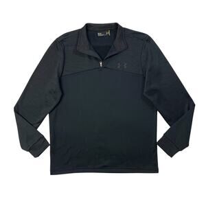 Under Armour Sweatshirt Mens M Medium Black Fleece Lined Quarter Zip Long Sleeve